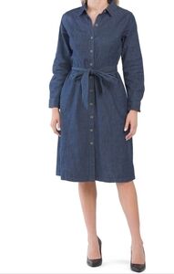 anne Klein Dana Stretch Denim Long Sleeve Shirt Dress
